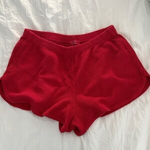 Brandy Melville Red Ribbed Shorts